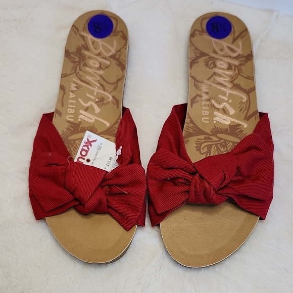 NWT Blowfish Malibu Red Bow Slide Sandals - Picture 1 of 7